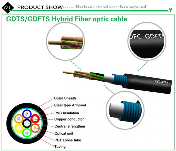 Cable de transmisión compuesto fotoeléctrico del cobre del híbrido de los GDTS GDFTS del cable fibroóptico 36core 48core 2