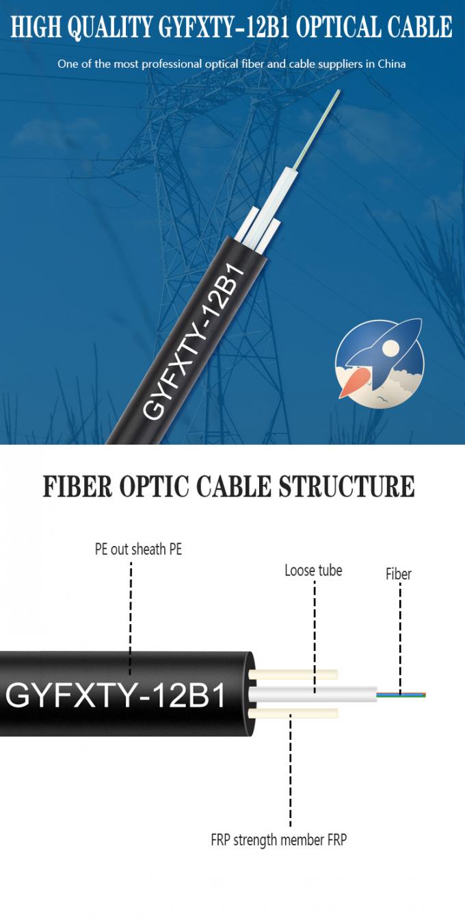 2 4 6 8 12 cable óptico 2 de la fibra aérea al aire libre del conducto del miembro de fuerza de la base GYFXTY FRP
