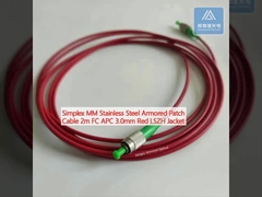 Simplex MM Acero inoxidable Cable de parche blindado 2m FC APC 3,0mm Rojo chaqueta LSZH