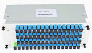 Casete de SCUPC LGX que inserta el divisor óptico 1x64 del PLC de la caja de tarjeta en la línea horizontal